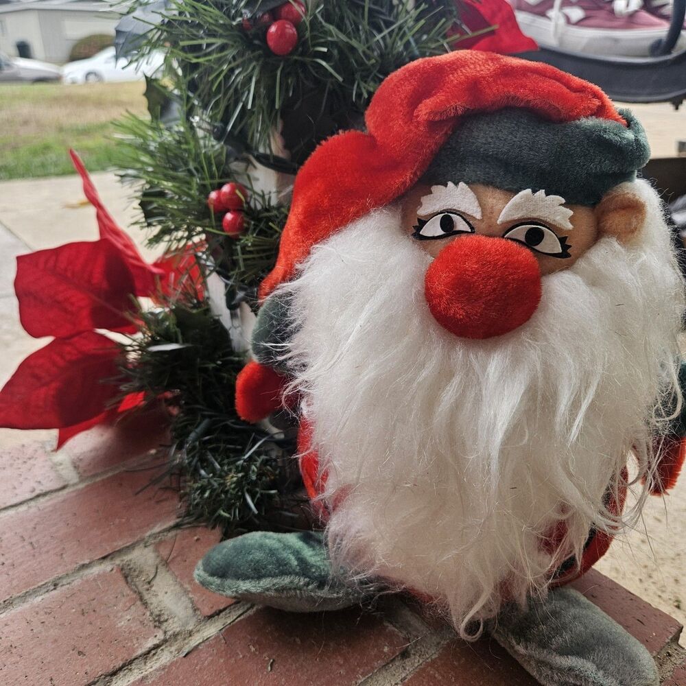 Kamar Japan Christmas Santa Claus Gnome Door Greeter Plush 1970s Vintage